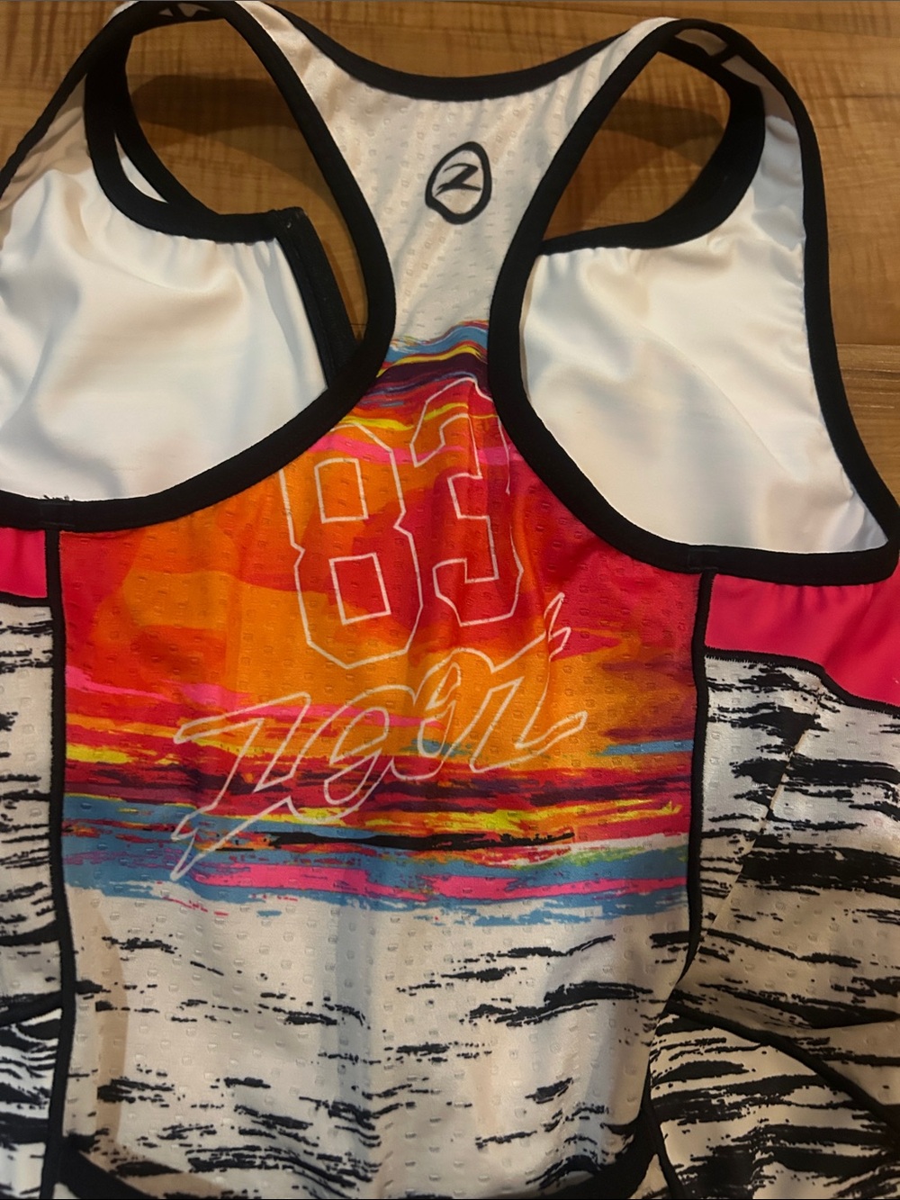Women’s ZOOT One-Piece Performance Black Pink White cycling bib padded Large - Picture 10 of 12